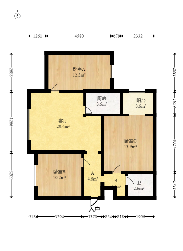 才子佳苑一期/二期  2室2厅1卫   70.00万室内图1