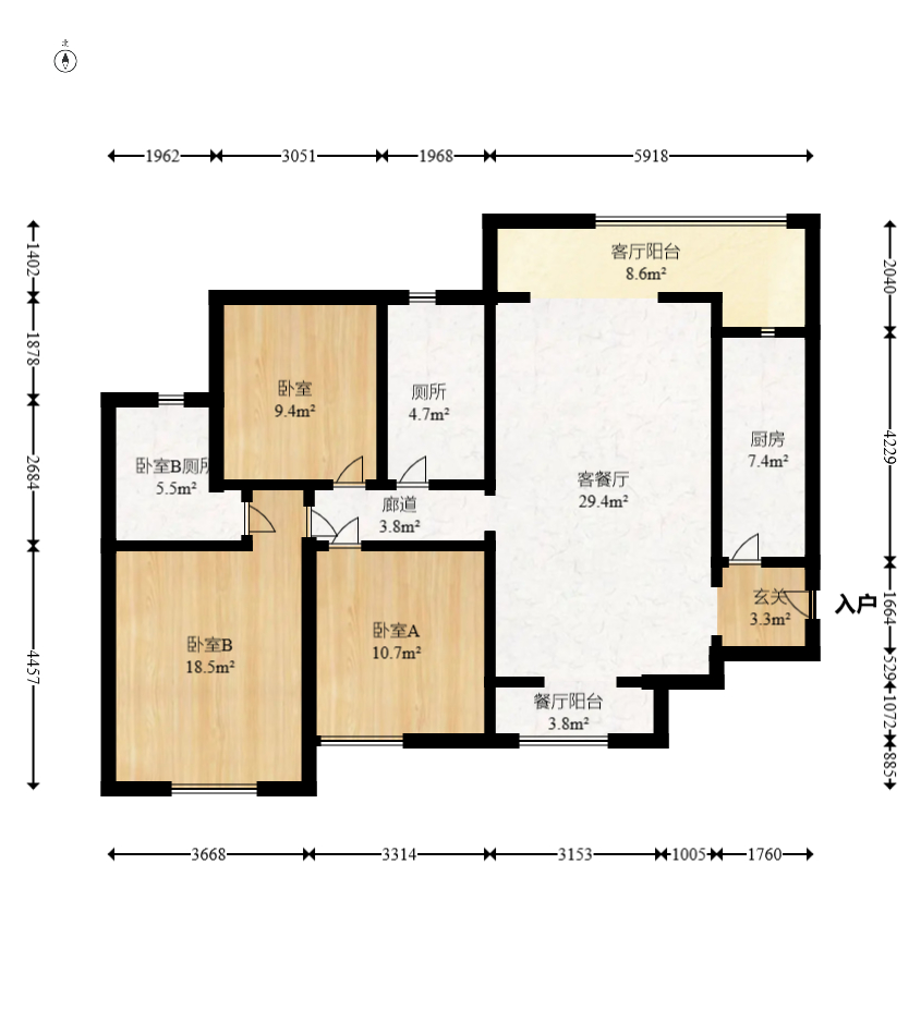 恒大文化旅游城A区  1室0厅0卫   109.00万室内图1