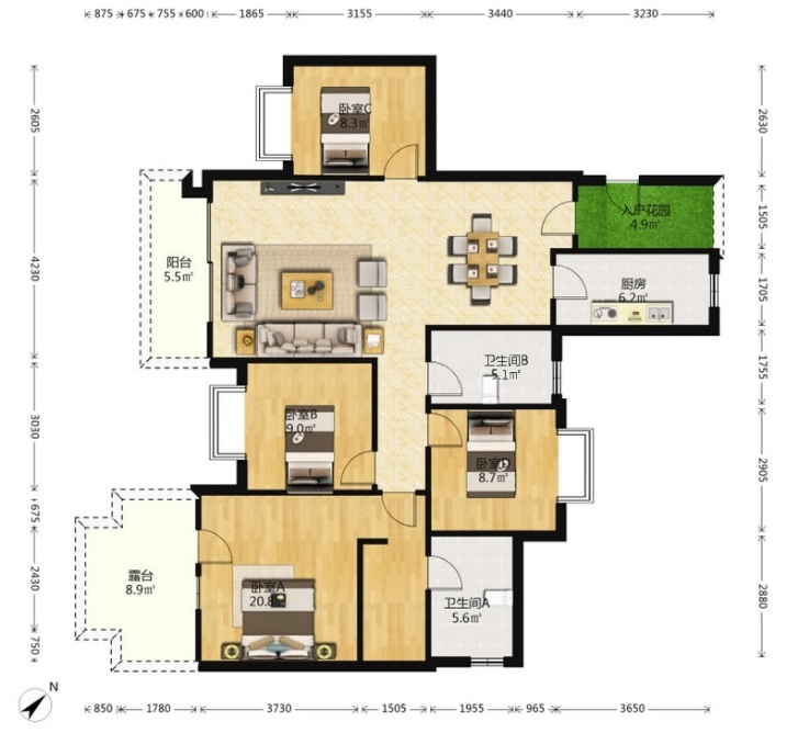 恒大林溪郡 4室2厅2卫 115.0万 恒大林溪郡 4室2厅2卫 115.0万室内图