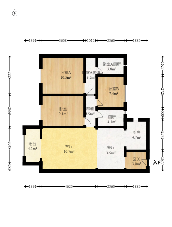 中海阅麓山二期  3室2厅2卫   186.00万室内图1