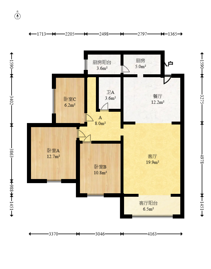芙蓉别墅山庄（嘉湘华庭）  3室2厅1卫   140.00万室内图1