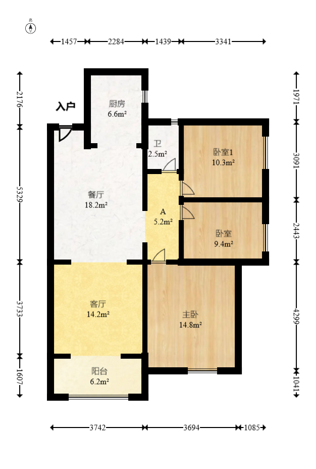 荣盛花语城 3室2厅1卫 81.8万 荣盛花语城 3室2厅1卫 81.8万户型图