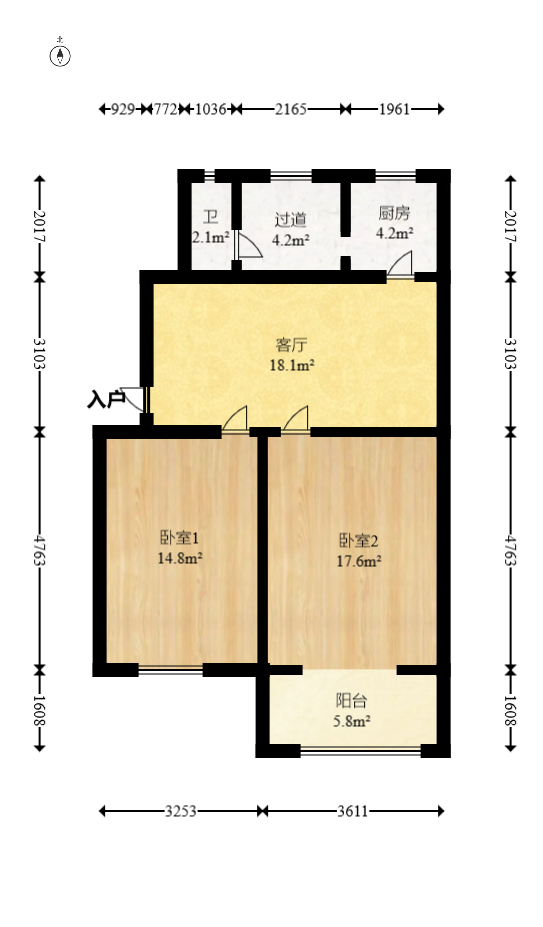 古堆山小区国家电网宿舍  2室1厅1卫   30.80万室内图1