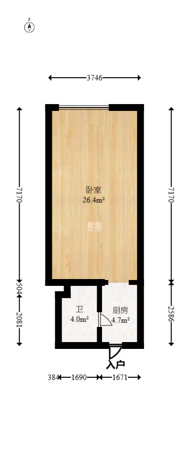 万润时光里  1室1厅1卫   43.00万