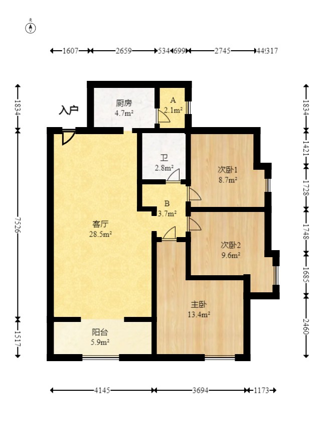 蓝山郡  3室2厅1卫   78.80万室内图1