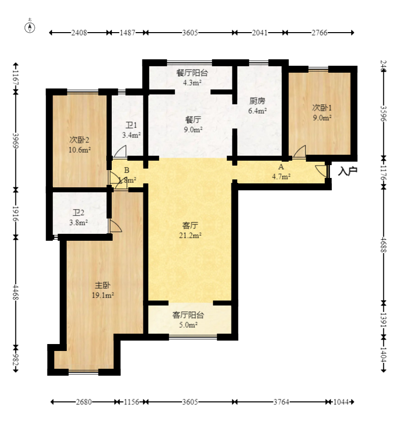 海伦春天  3室2厅2卫    99.98万室内图1