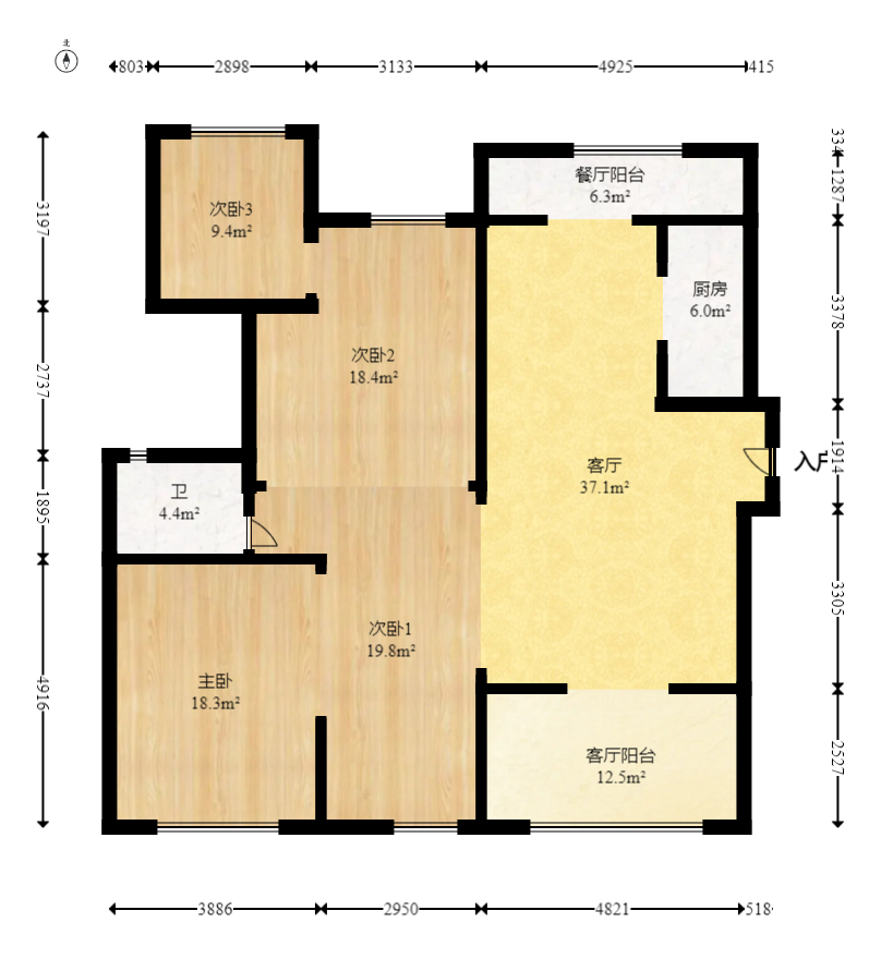 中交建发松雅院  4室2厅2卫   185.00万室内图1