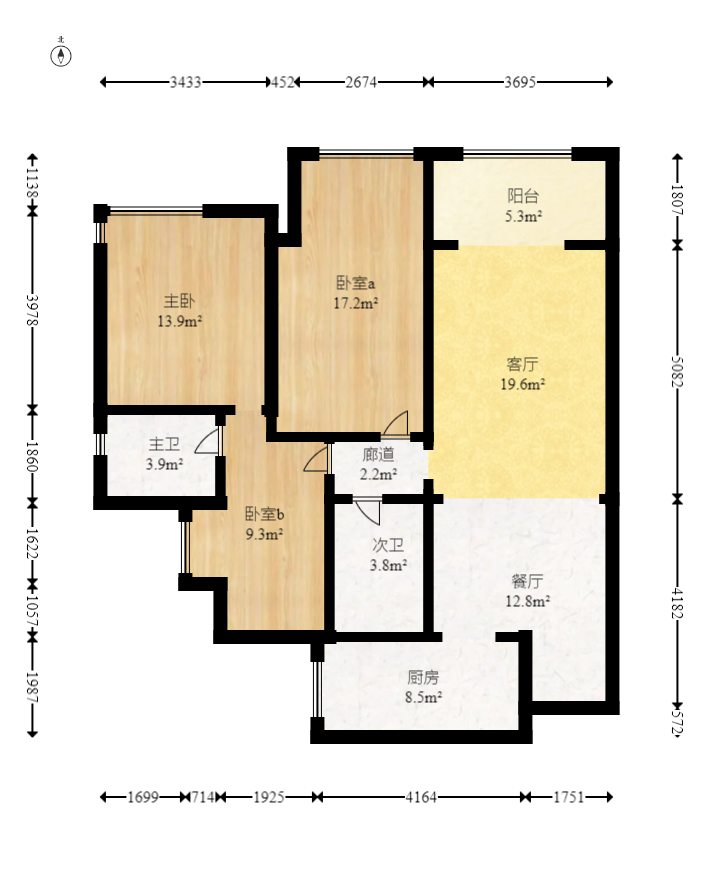 保利麓谷林语A区  3室2厅2卫    80.0万 保利麓谷林语A区  3室2厅2卫    80.0万户型图