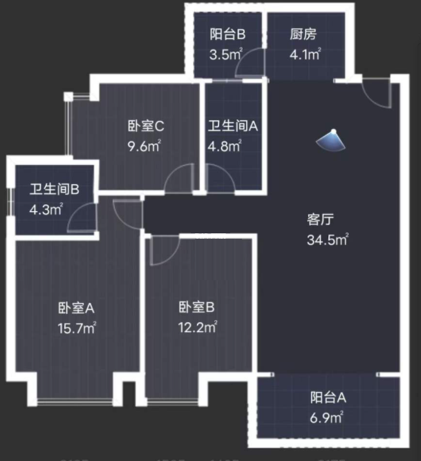 白金汉宫  3室2厅2卫   55.00万室内图1