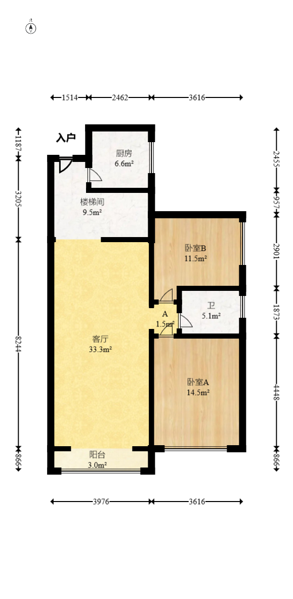 麓谷明珠  4室2厅2卫   164.00万室内图1