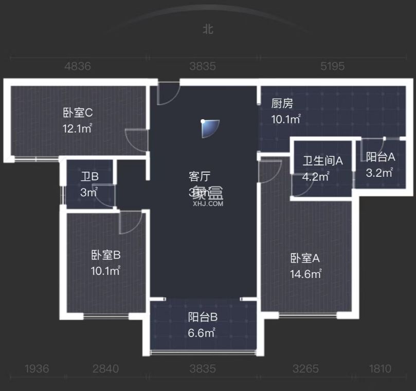 中泰财富湘江  3室2厅2卫   70.80万