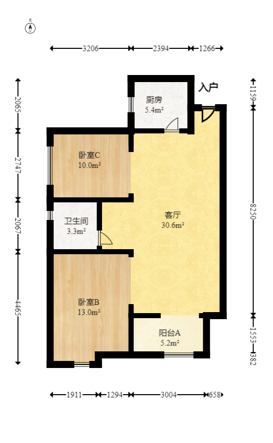 建发中央公园（建发美地）  2室2厅1卫   105.00万室内图1