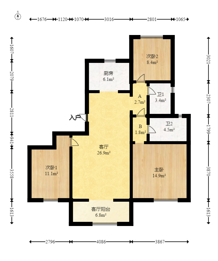 艺源颂雅小区(719街区)  3室2厅2卫    90.0万 艺源颂雅小区(719街区)  3室2厅2卫    90.0万户型图