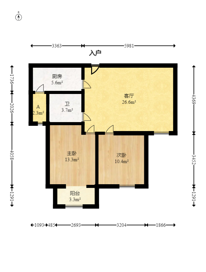 彩都公寓 2室2厅1卫 45.5万 彩都公寓 2室2厅1卫 45.5万户型图