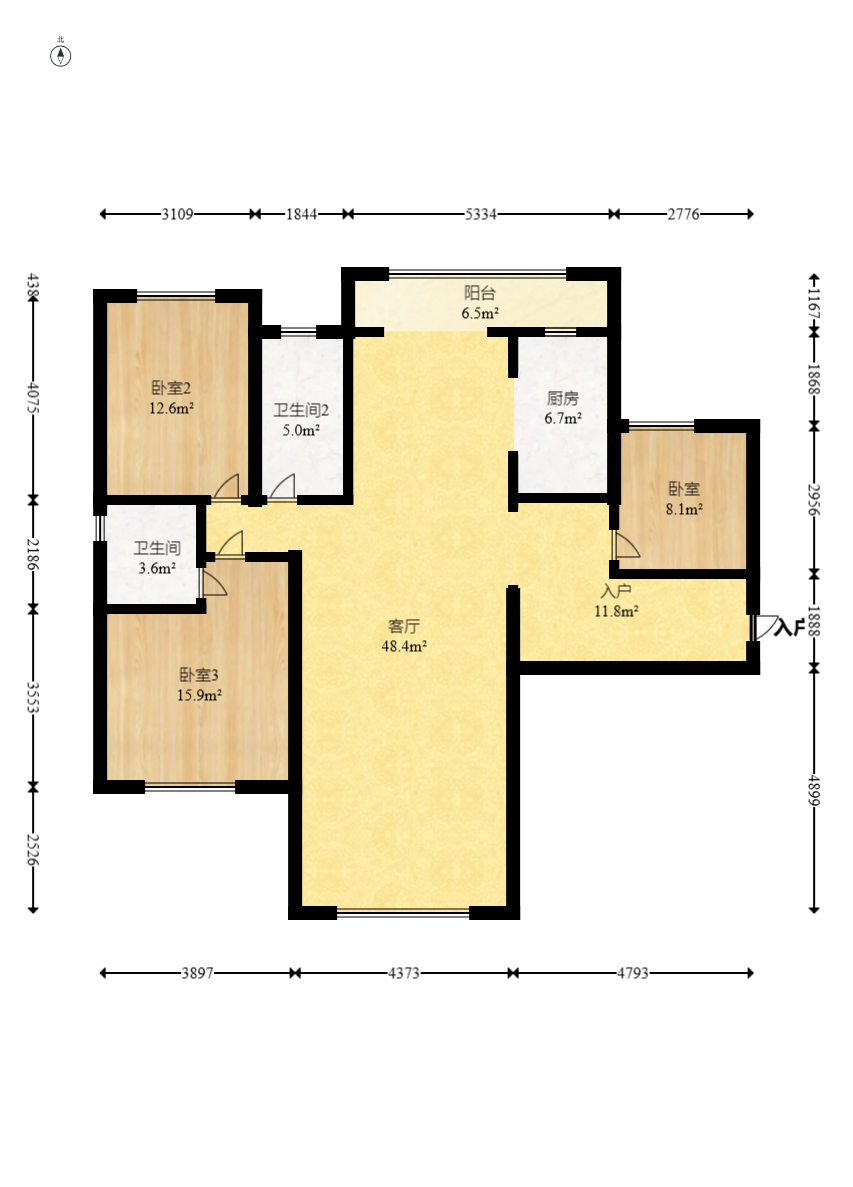 中交中央公园D4区  3室2厅2卫   139.80万室内图1
