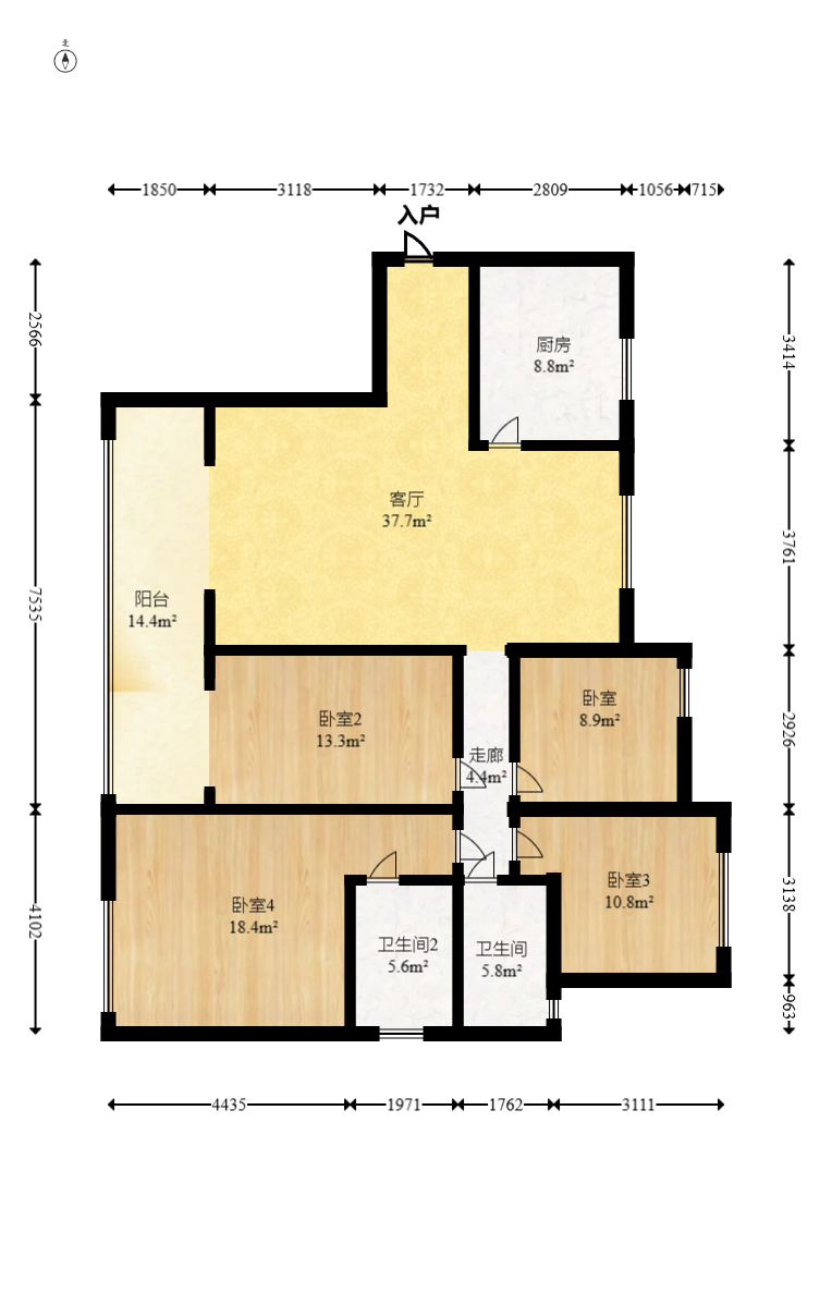 东业苹果社区 4室2厅2卫 81.98万 东业苹果社区 4室2厅2卫 81.98万户型图