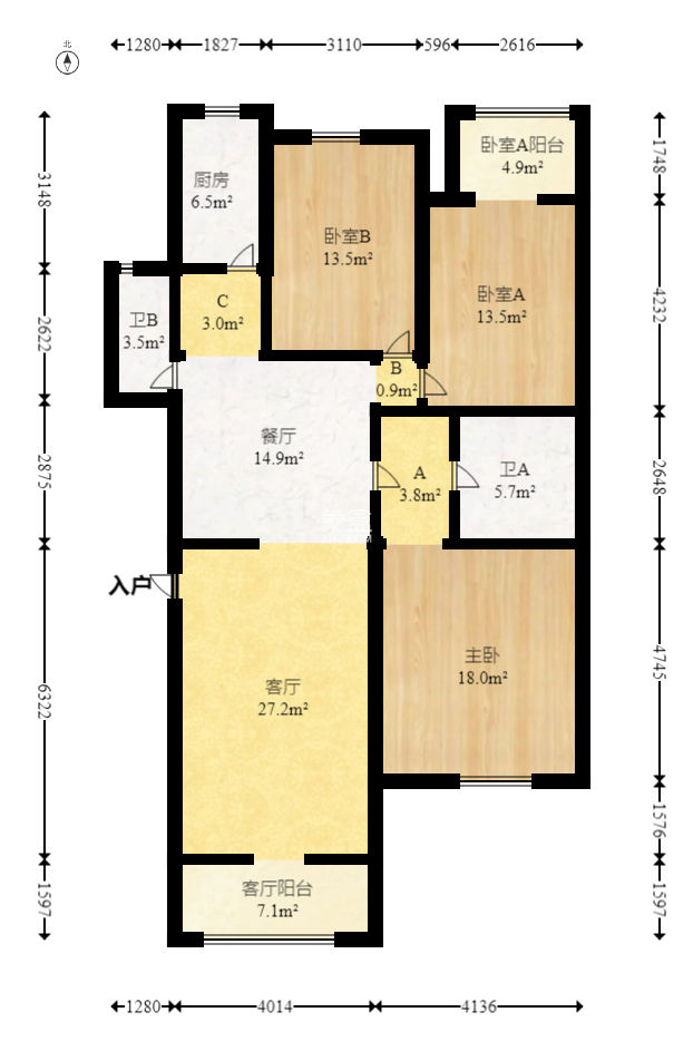 长房西城湾  3室2厅1卫   145.00万