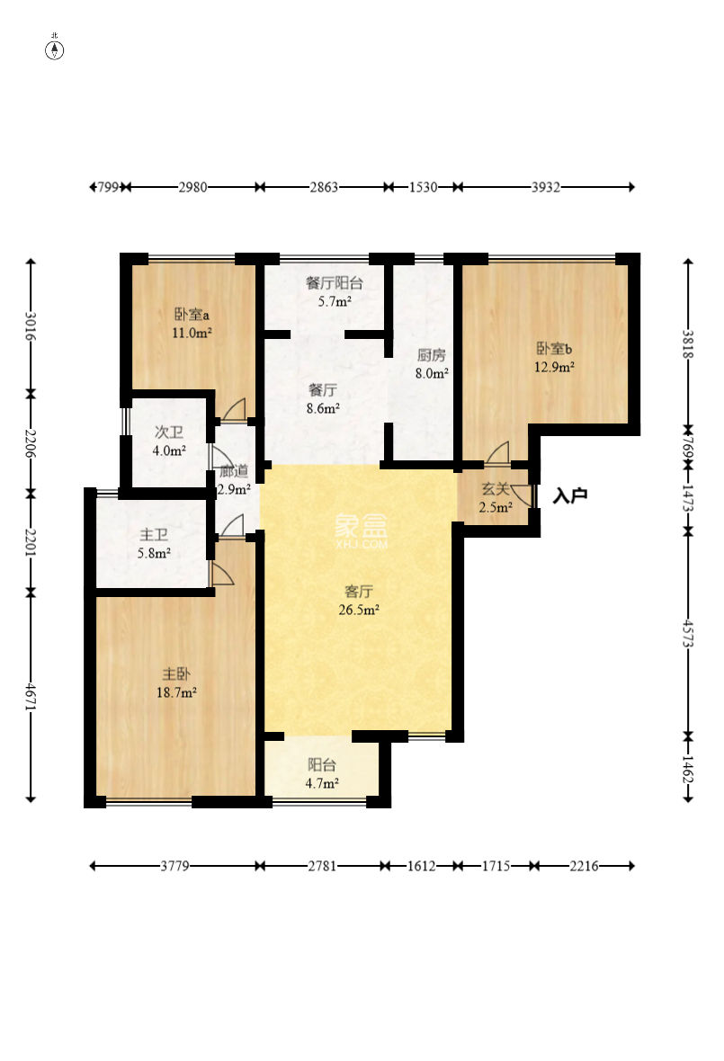 旭輝御府  3室2廳2衛(wèi)   125.00萬