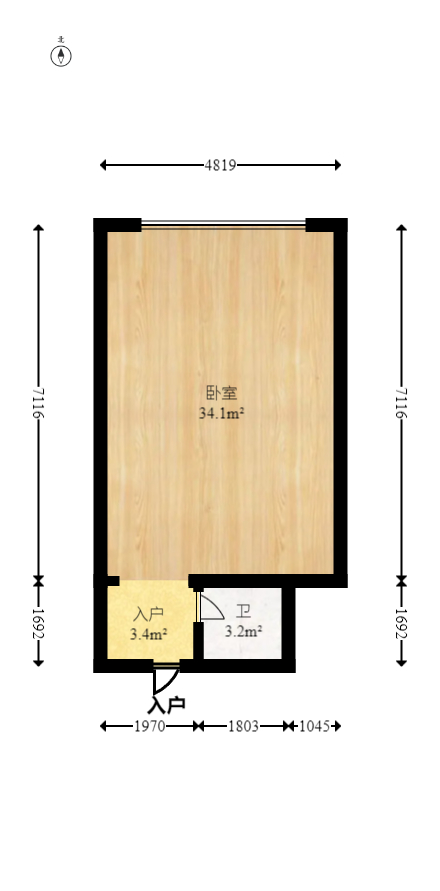 钱隆樽品(一、二、三期)  1室1厅1卫   28.00万室内图1