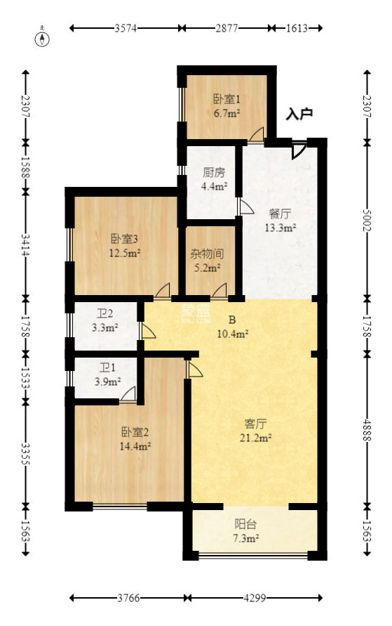 東城一品（國(guó)杰大廈）  3室2廳1衛(wèi)   98.50萬(wàn)