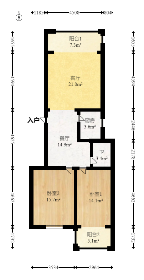 东南雅苑  2室2厅1卫   78.00万室内图1