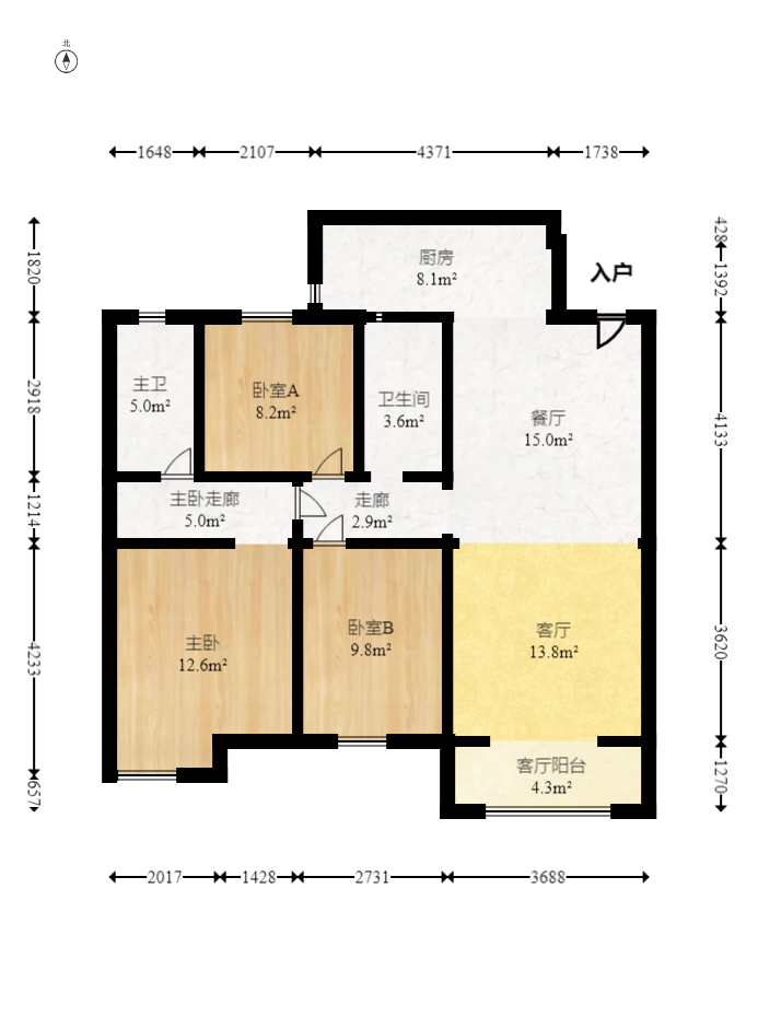 中建芙蓉嘉苑  3室2厅2卫   102.00万室内图1