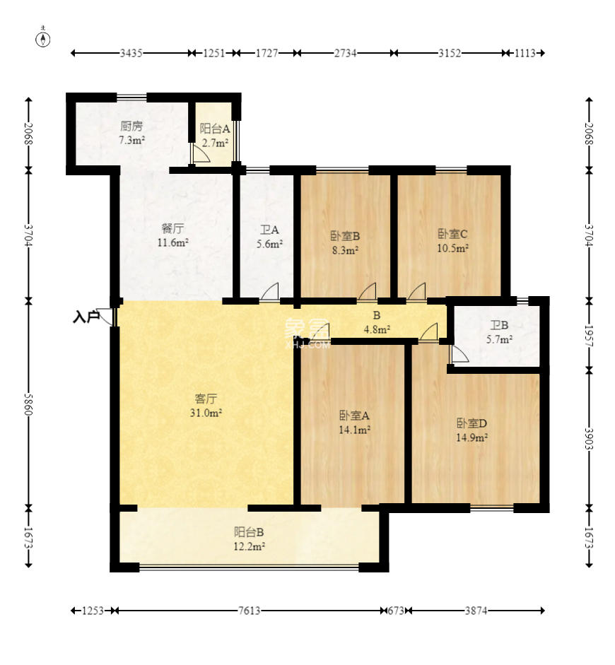 德泽苑  4室2厅2卫    78.0万 德泽苑  4室2厅2卫    78.0万户型图