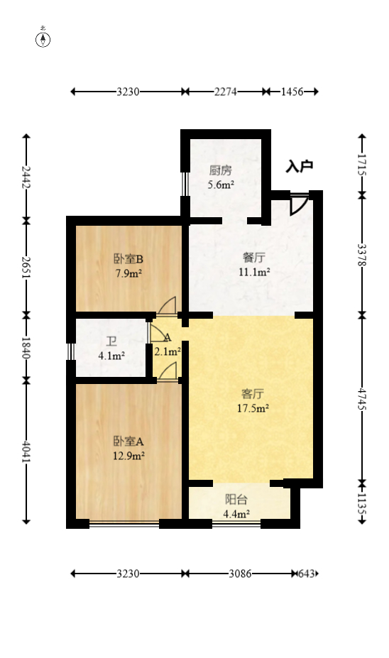 丽发新城  2室2厅1卫   65.00万室内图1