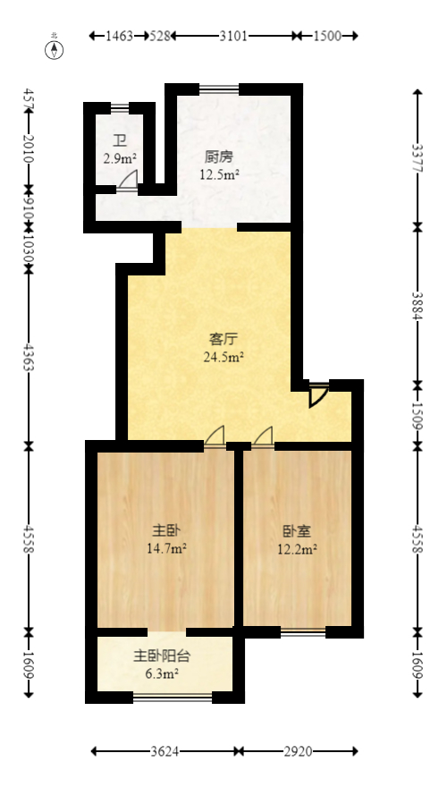 湘绣城  2室2厅1卫   28.80万室内图1