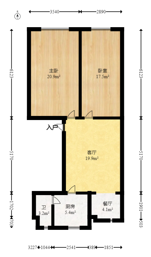 板桥小区  2室2厅1卫   45.80万室内图1