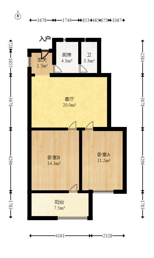 羽毛厂宿舍  2室2厅1卫   50.00万室内图1