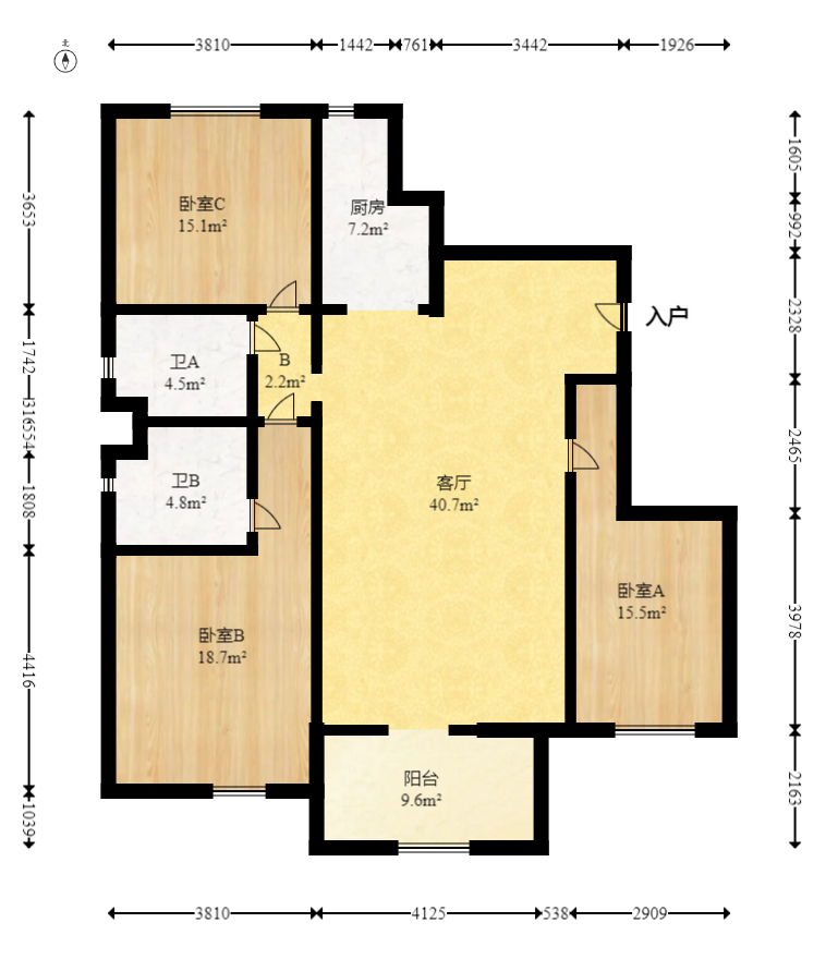 香樟雅郡  3室2厅2卫   121.00万室内图1