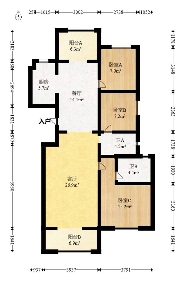 五矿万境蓝山  1室0厅0卫   125.00万室内图1