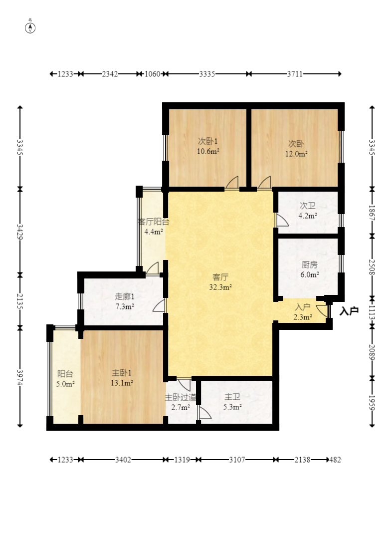 水云天 4室2厅2卫 175.0万 水云天 4室2厅2卫 175.0万户型图