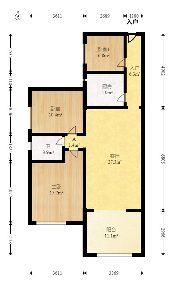 盛地春天里 3室2厅1卫 56.00万 盛地春天里 3室2厅1卫 56.00万户型图
