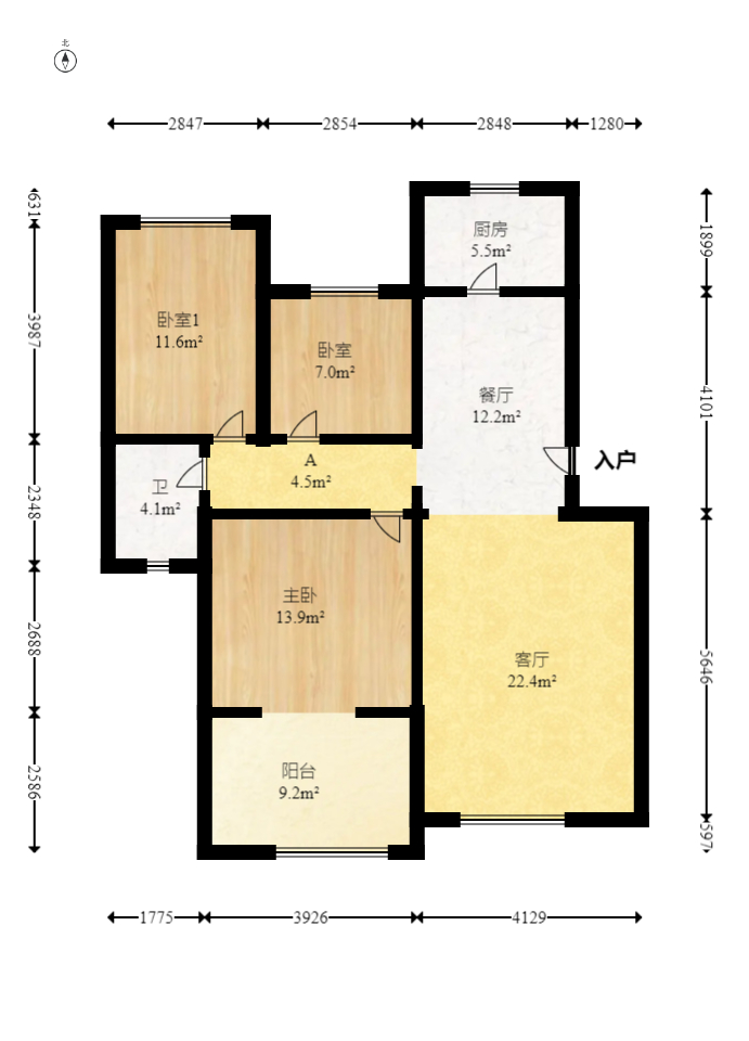 山水湾  3室2厅1卫   53.50万室内图1