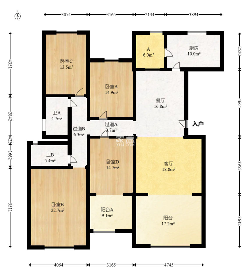 湘核新家园  4室2厅2卫   130.00万