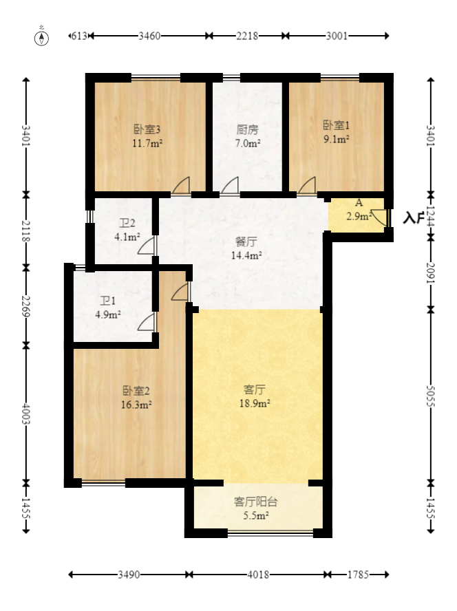 弘阳时光里  3室2厅2卫   135.00万室内图1