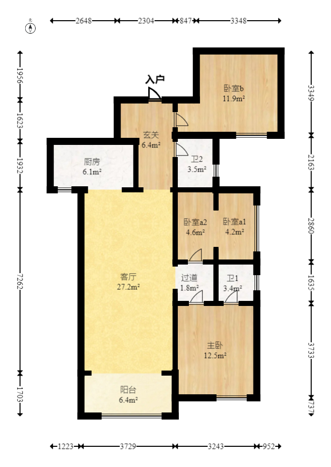 中粮鸿云 3室2厅2卫 65.0万 中粮鸿云 3室2厅2卫 65.0万户型图