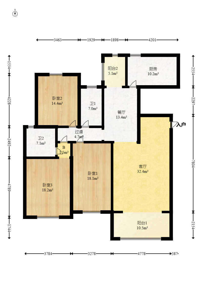 金湘苑(星澜之悦) 3室2厅2卫 85.0万 金湘苑(星澜之悦) 3室2厅2卫 85.0万户型图