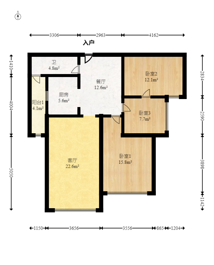 百纳广场(百纳公寓) 3室2厅1卫 88.0万 百纳广场(百纳公寓) 3室2厅1卫 88.0万户型图