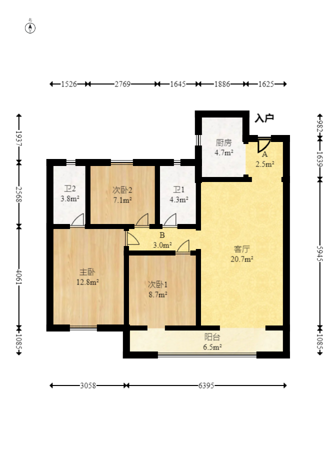 旭辉美的东樾城 3室2厅2卫 67.0万 旭辉美的东樾城 3室2厅2卫 67.0万户型图