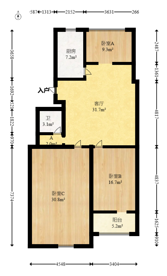 学宫街119号/原学宫街商住楼 3室2厅1卫 70.0万 学宫街119号/原学宫街商住楼 3室2厅1卫 70.0万户型图