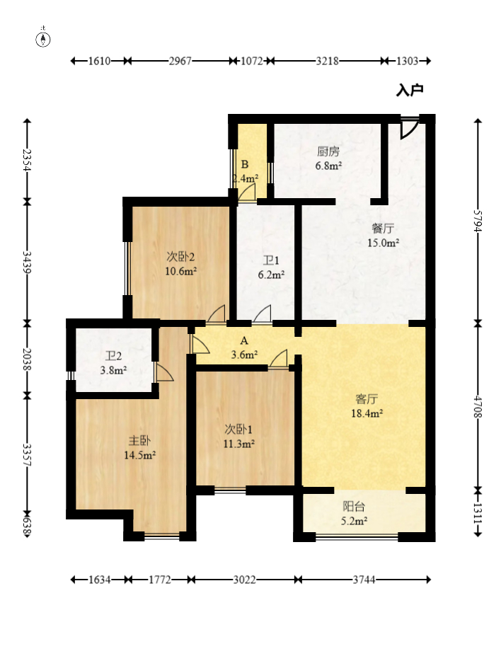 恒基凯旋门三期 3室2厅2卫 116.8万 恒基凯旋门三期 3室2厅2卫 116.8万户型图