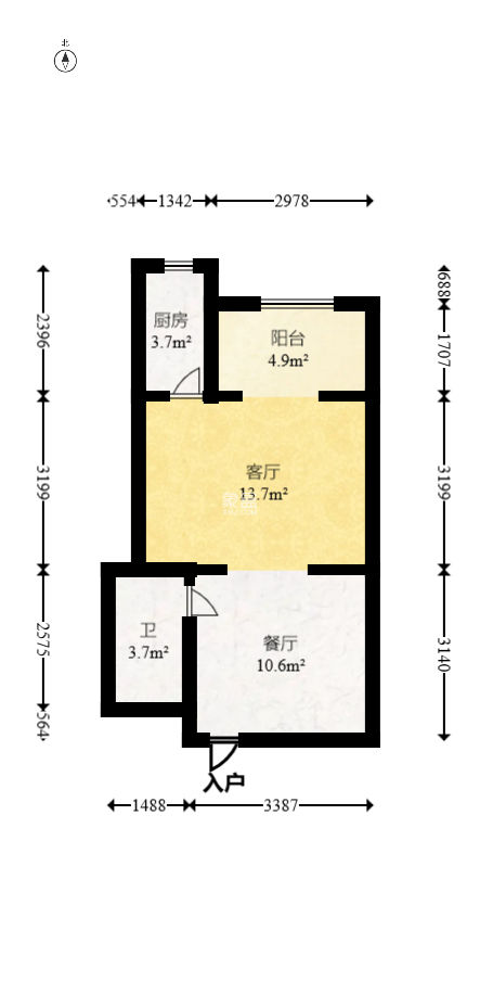 湖湾世景  1室2厅1卫   30.00万