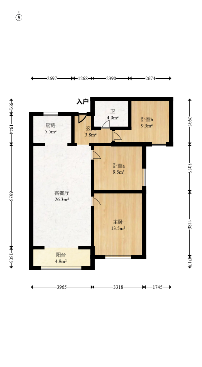 澳海月亮湾  3室2厅1卫   72.00万室内图1
