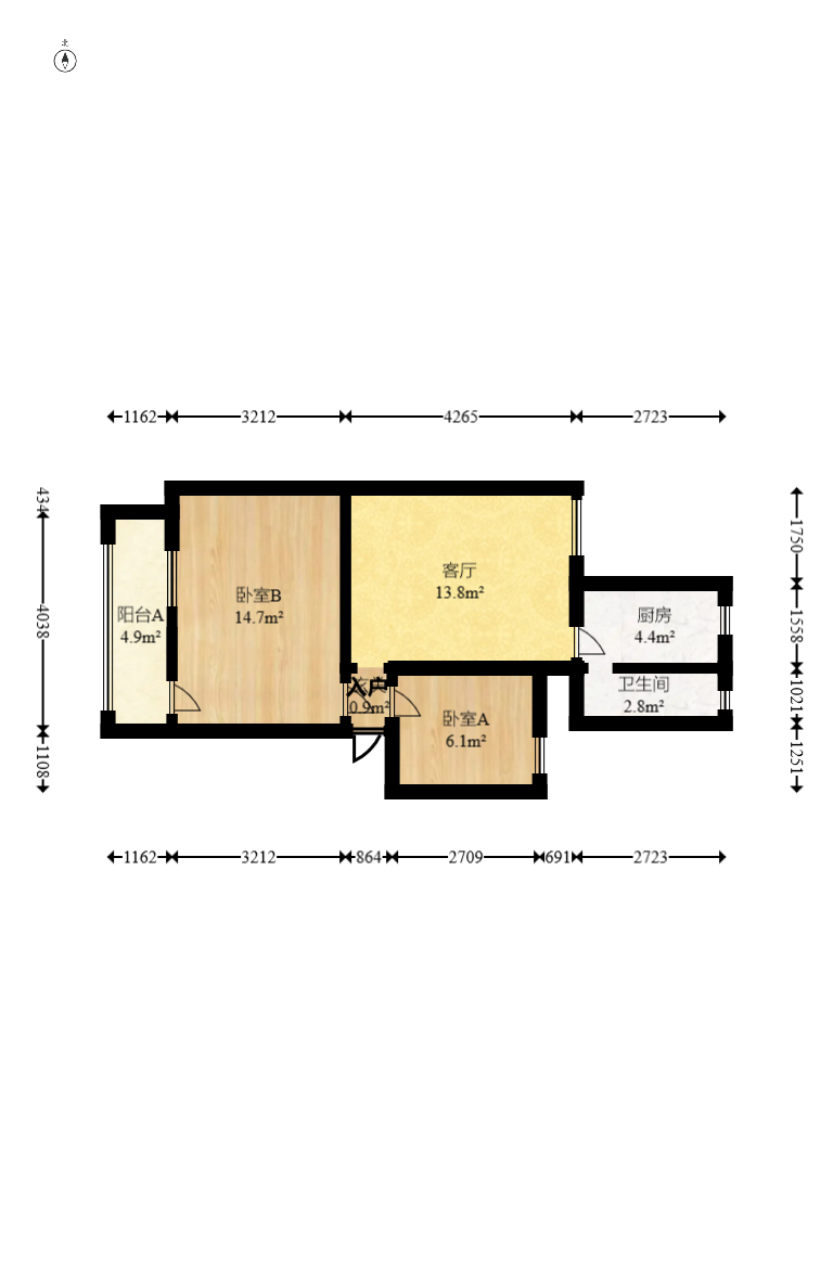 东塘电力院 2室1厅1卫 60.0万 东塘电力院 2室1厅1卫 60.0万户型图