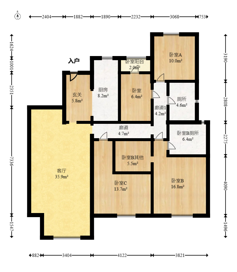 兰亭湾畔 4室2厅2卫 195.0万 兰亭湾畔 4室2厅2卫 195.0万户型图