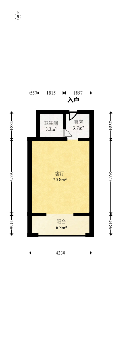 花漾年华（桂花园）  1室1厅1卫   33.50万室内图1