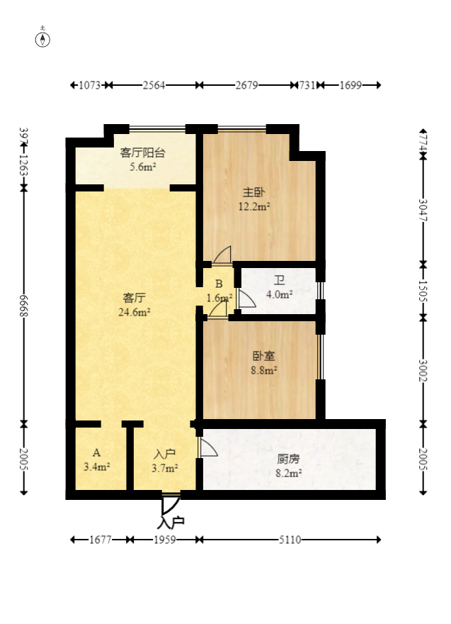 新长海广场  2室2厅1卫   53.80万室内图1